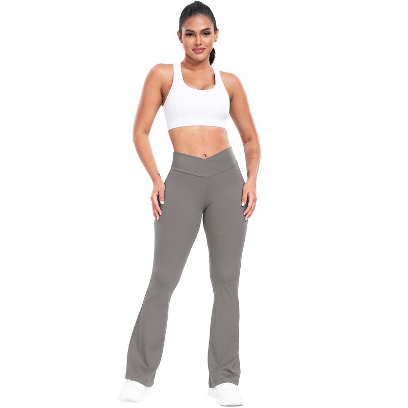 Flare Leggings for Women, High Waisted Bootcut Yoga Pants with Pockets, Tummy Control Pants, Women Solid Sport Clothes