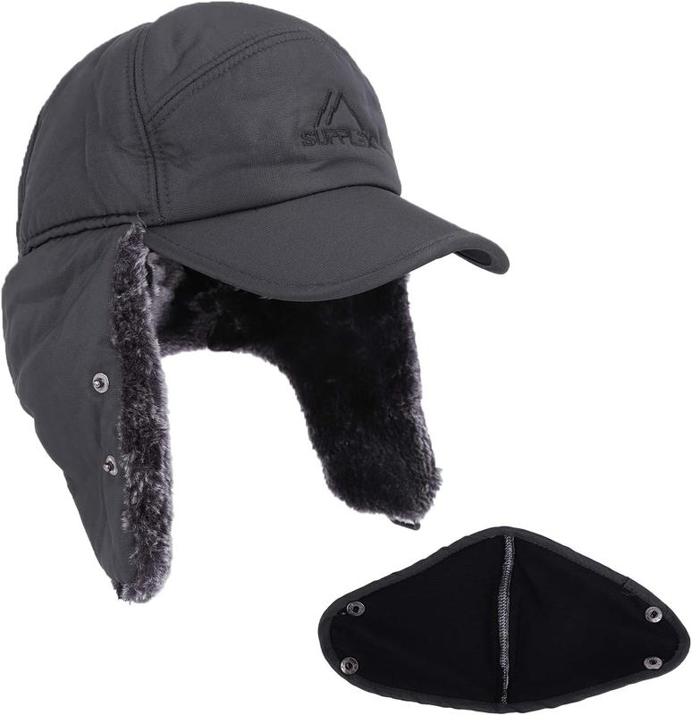 Faux Fur Cap Hat Visor Windproof Ski Balaclava Cover Men Women