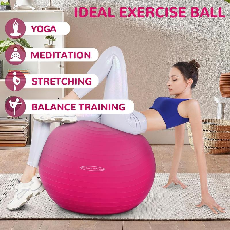 Anti-Burst and Slip Resistant Exercise Ball Yoga Ball Fitness Ball Birthing Ball with Quick Pump, 2,000-Pound Capacity, Multiple Colors and Sizes BalanceFrom