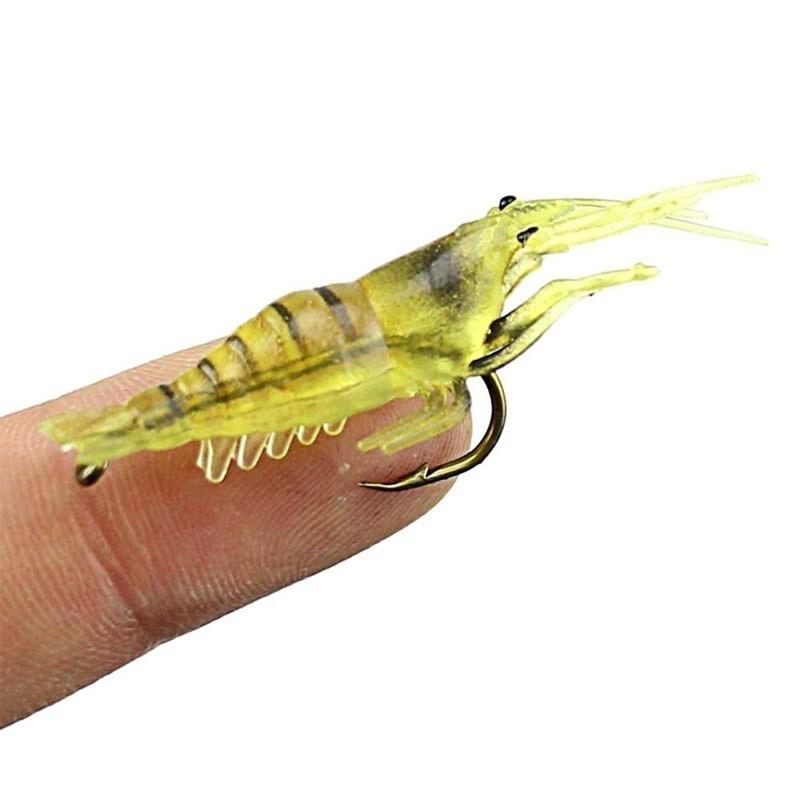 Mini Yellow Shrimp Shaped Soft Fishing Lure, 50pcs Artificial Fishing Bait, Fake Fishing Lure, Outdoor Fishing Accessories