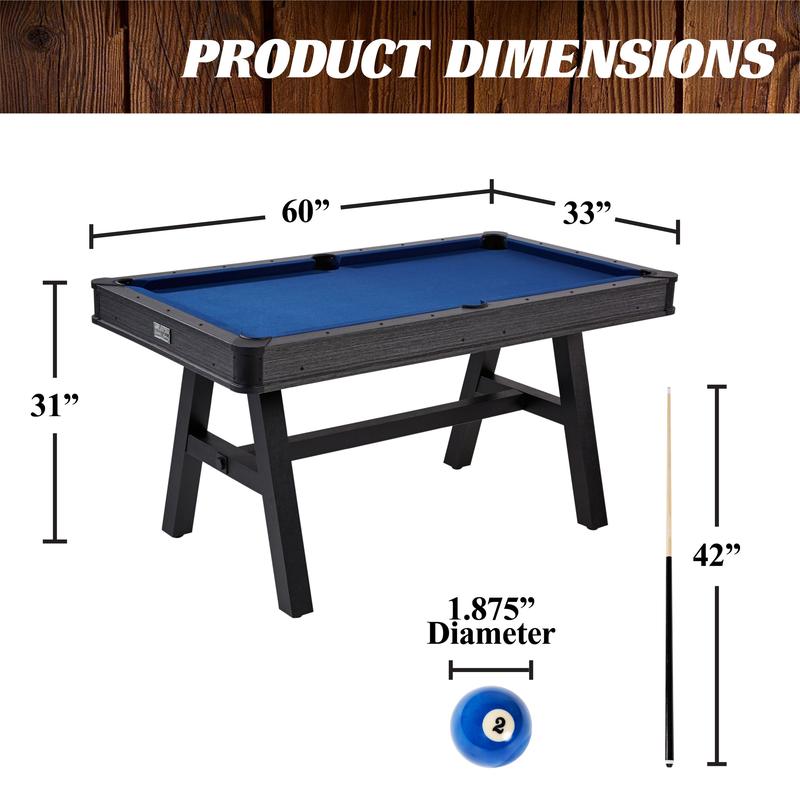 5 ft Harrison Pool Table, Billiard Table, Black Blue, by Barrington Billiards Company