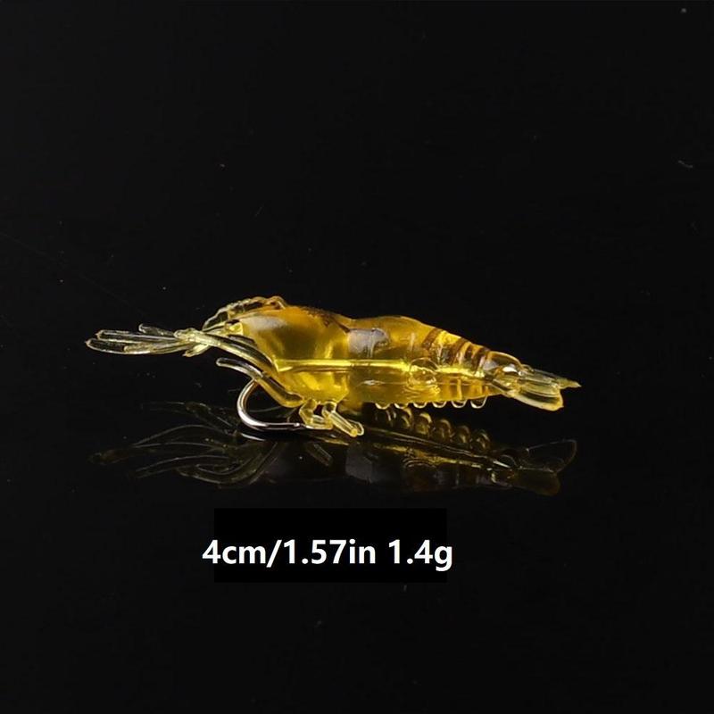 Mini Yellow Shrimp Shaped Soft Fishing Lure, 50pcs Artificial Fishing Bait, Fake Fishing Lure, Outdoor Fishing Accessories