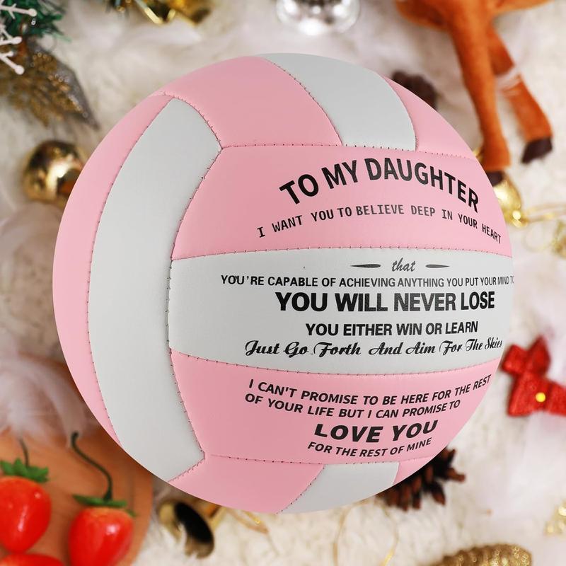 Volleyball Gift for Daughter Personalized Indoor Outdoor  Balls,Engraved Message Volleyballs Official Size 5 Birthday Presents from Mom Dad,with Pump