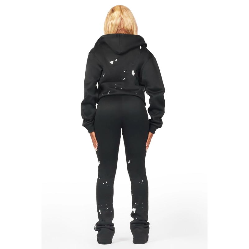 Halloway Black Zip Up Super Stacked Trackset