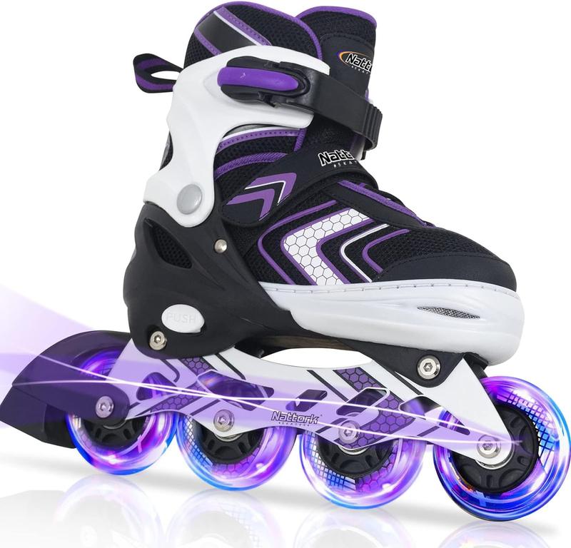 Nattork Adjustable Inline Skates for Kids - Purple - Model 901