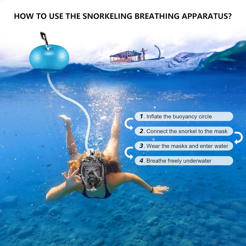 Underwater Breathing Device with Snorkel Mask (S M or L XL), Portable Motorless Tankless Snorkel Breathing System, 6.5FT Hose Diving Equipment for Snorkeling, Scuba Diving, Swimming, Fishing snorkelmask snorkelling