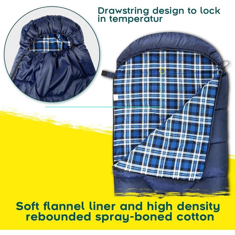 Sleeping Bag Winter | Flannel Lined 18℉ - 32℉ Extreme 3-4 Season Warm & Cool Weather Adult Sleeping Bags Large | Lightweight, Waterproof for Camping