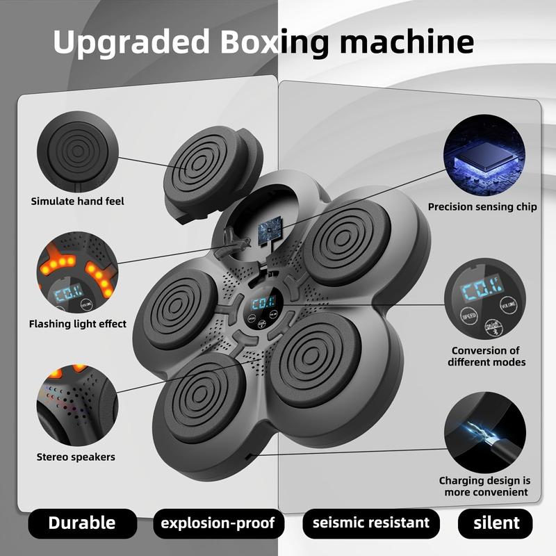 Upgraded Design Adult  Music Boxing Machine, Boxing Glove with Boxing Machine, Wall-Mounted Boxing Trainer, Electronic Boxing Target Fitness Strike Equipment, Suitable for Home, Indoor and Gym Use  bluetooth music boxing trainer