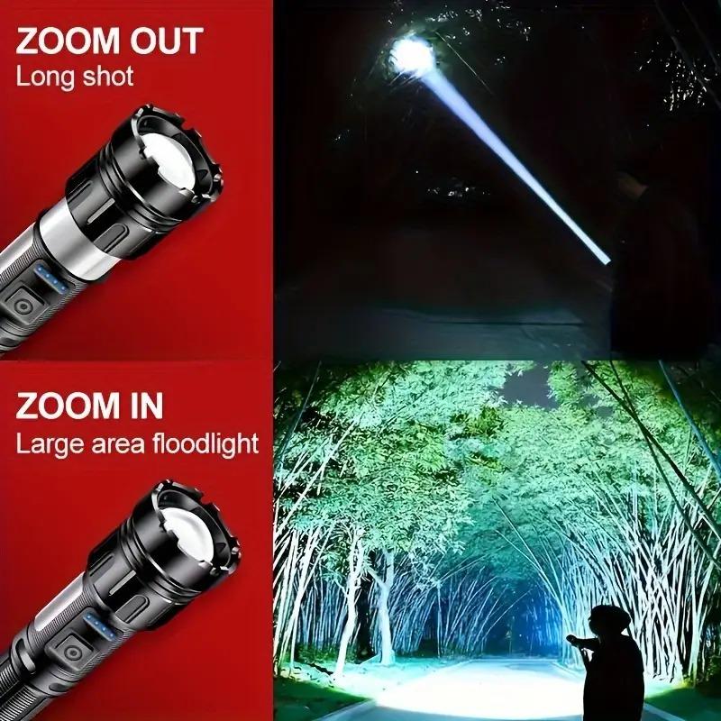 Laser Flashlight High Lumens Rechargeable , Super Bright Led Flashlights with 7 Light Modes, IPX6 Waterproof, Powerful Handheld Flash Light for Camping Home Emergencies