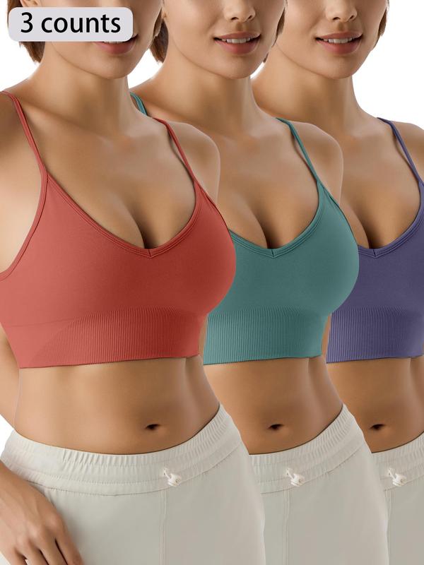 Women's Solid Backless Sports Bra, Breathable Comfortable Adjustable Strap Sports Bra for Gym Workout Exercise Yoga, Sports Bra for Women, Ladies Summer Sportswear Clothing