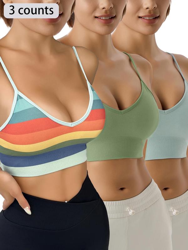 Women's Solid Backless Sports Bra, Breathable Comfortable Adjustable Strap Sports Bra for Gym Workout Exercise Yoga, Sports Bra for Women, Ladies Summer Sportswear Clothing