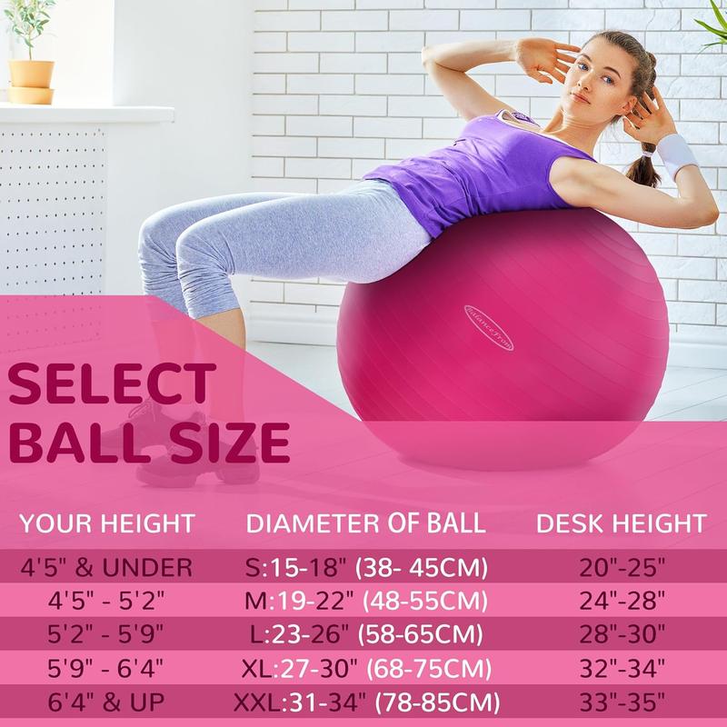 Anti-Burst and Slip Resistant Exercise Ball Yoga Ball Fitness Ball Birthing Ball with Quick Pump, 2,000-Pound Capacity, Multiple Colors and Sizes BalanceFrom