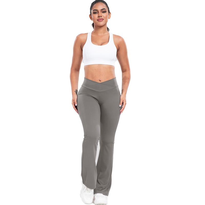 Flare Leggings for Women, High Waisted Bootcut Yoga Pants with Pockets, Tummy Control Pants, Women Solid Sport Clothes