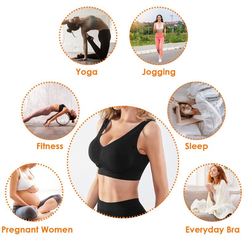 3 Pack Sport Bras For Women Seamless Wire free Bra Light Support Tank Tops For Fitness Workout Sports Yoga Sleep Wearing