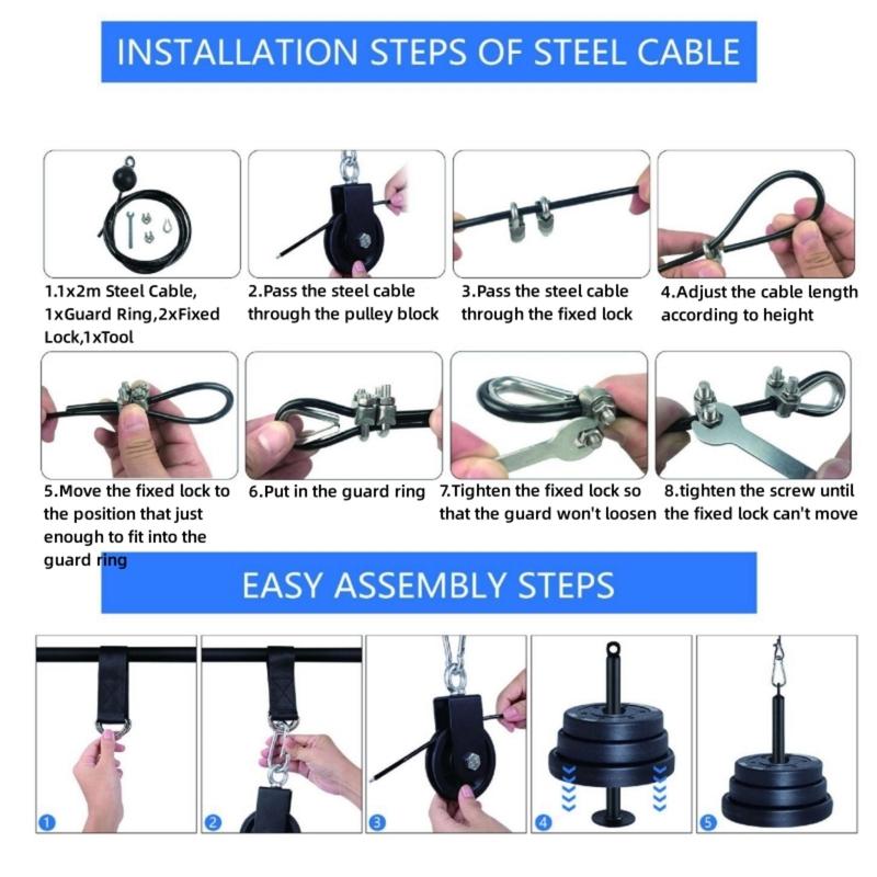 Cable Pulley System, 1 Set Home Gym Pull Down Weight Pulley System, Fitness Weight Lifting Rope, Workout Adjustable Machine Attachments for Home Gym