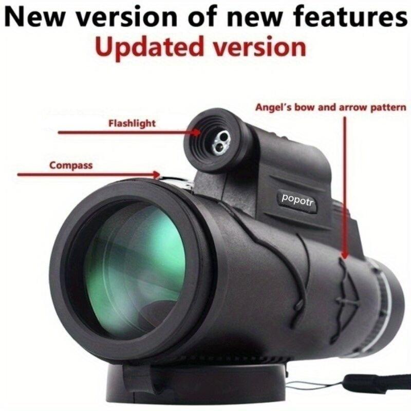 Extra Long 9800M 300000M Compass Flashlight Distance Night Vision High - Angle Monocular Telescope Outdoor Hiking Travel Portable Telescope Fashion Accessories Tool