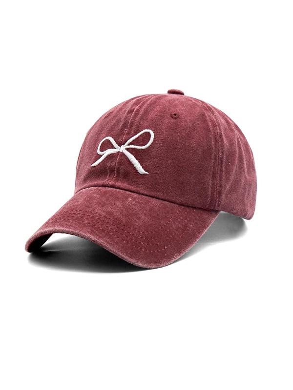 Bowknot Embroidery Baseball Cap, Casual Outdoor Sports Hat for Men & Women, Adjustable Sun Protection Cap for Daily Wear