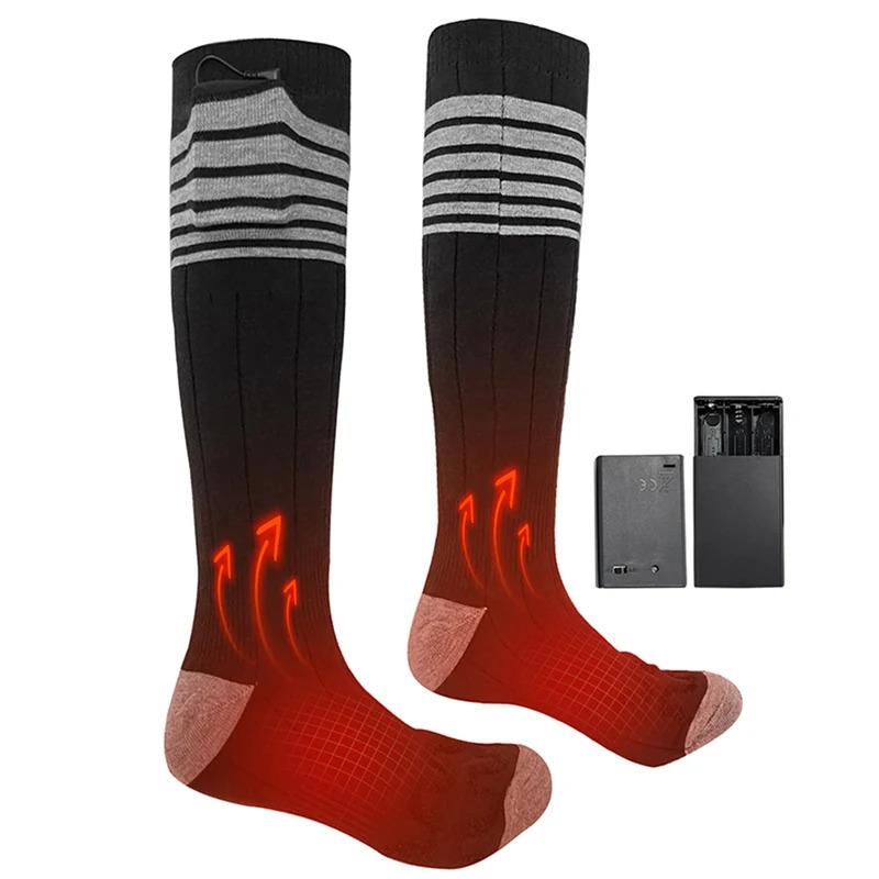 Winter Heated Socks Men Women Thermal Insulated Socks Foot Warmer USB Rechargeable Electric Heating Socks for Outdoor Sports Ski