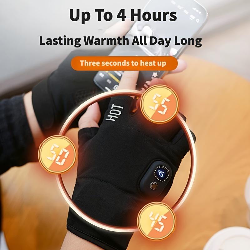 Heated Gloves, Unisex Half-finger Gloves, Built-in Battery Can Be Automatically Heated To Warm Hands, Adjustable Temperature Washable, Outdoor Touch Screen Sports Gloves, Riding Gloves, Suitable For Skiing, Running, Riding, Hunting, Work And Study