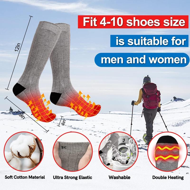 Electric Heated Socks Upgraded 8000mAh Battery Rechargeable Heated Thermal Socks Winter Warm Socks with 3 Heating Setting for Men Women to Sports Outdoor Heated Socks Camping Foot Warmer