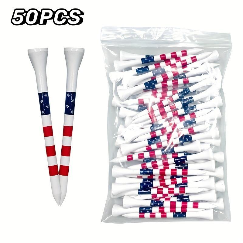 American Flag Style Pattern Golf Tee, Summer Gifts, 50pcs set Portable Simple Durable Golf Tee, Ball Sports Equipment for Indoor Outdoor Use, Golf Accessories, Christmas Gift