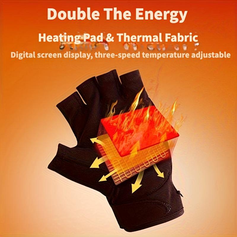 Heated Gloves, Unisex Half-finger Gloves, Built-in Battery Can Be Automatically Heated To Warm Hands, Adjustable Temperature Washable, Outdoor Touch Screen Sports Gloves, Riding Gloves, Suitable For Skiing, Running, Riding, Hunting, Work And Study