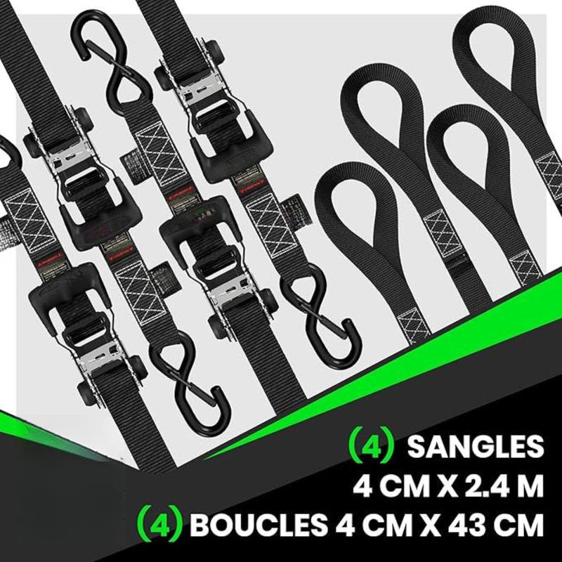 Retractable Ratchet Tie Down Straps - 1,763 lbs Working Load Limit Max Break Strength, 1