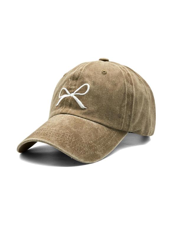 Bowknot Embroidery Baseball Cap, Casual Outdoor Sports Hat for Men & Women, Adjustable Sun Protection Cap for Daily Wear