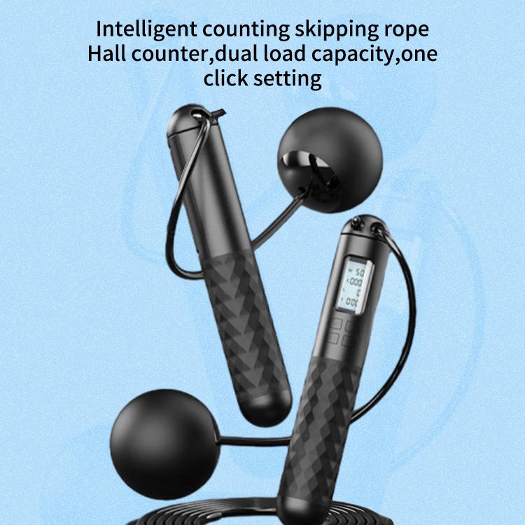 Magnetically Counting Jump Rope ( Gravity Ball Cordless Cordless), suitable for indoor sports in winter, Adjustable Cordless Digital Jump Rope with calorie counter, non-slip handle