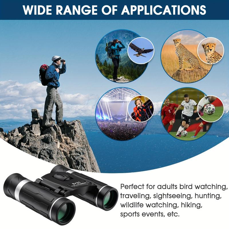 Adult HD Zoom Advanced Binoculars, 8x21 High Power Compact Binoculars with Portable Bag, Mini Pocket Small Binoculars, Suitable for Bird Watching, Hunting, Concerts, Theaters, Operas, Travel, Sightseeing