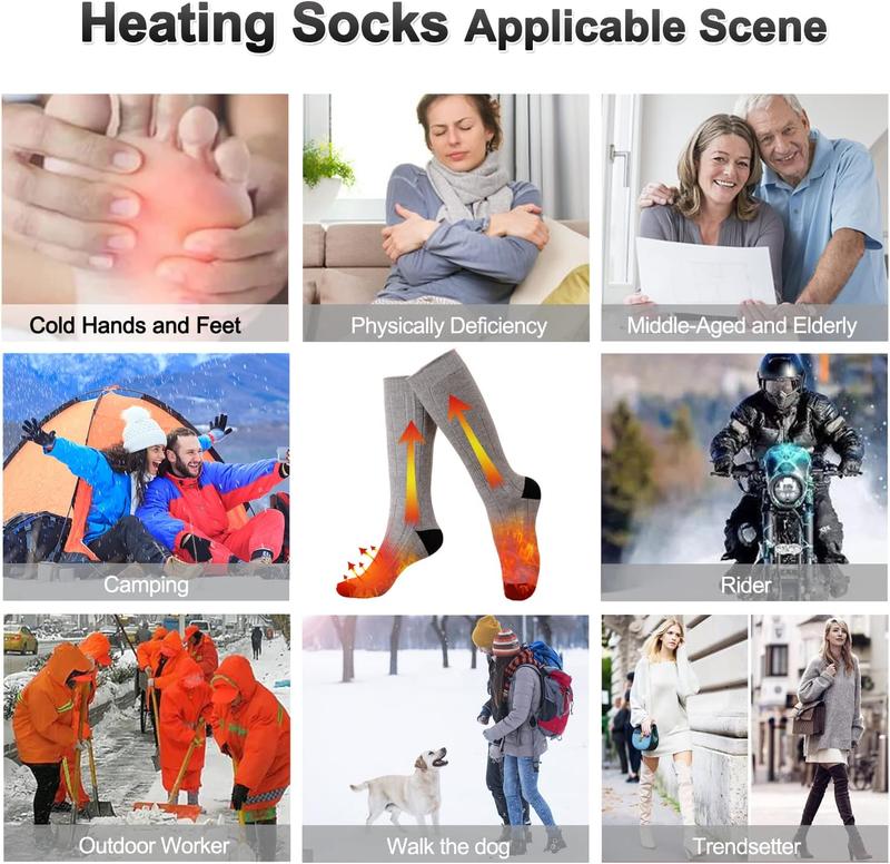 Electric Heated Socks Upgraded 8000mAh Battery Rechargeable Heated Thermal Socks Winter Warm Socks with 3 Heating Setting for Men Women to Sports Outdoor Heated Socks Camping Foot Warmer