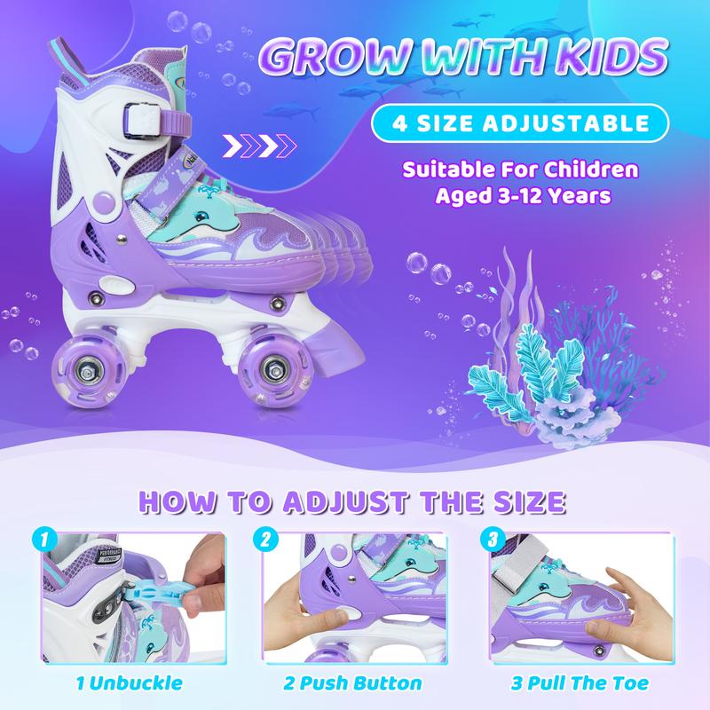 Nattork Adjustable Roller Skates - Purple Dolphin