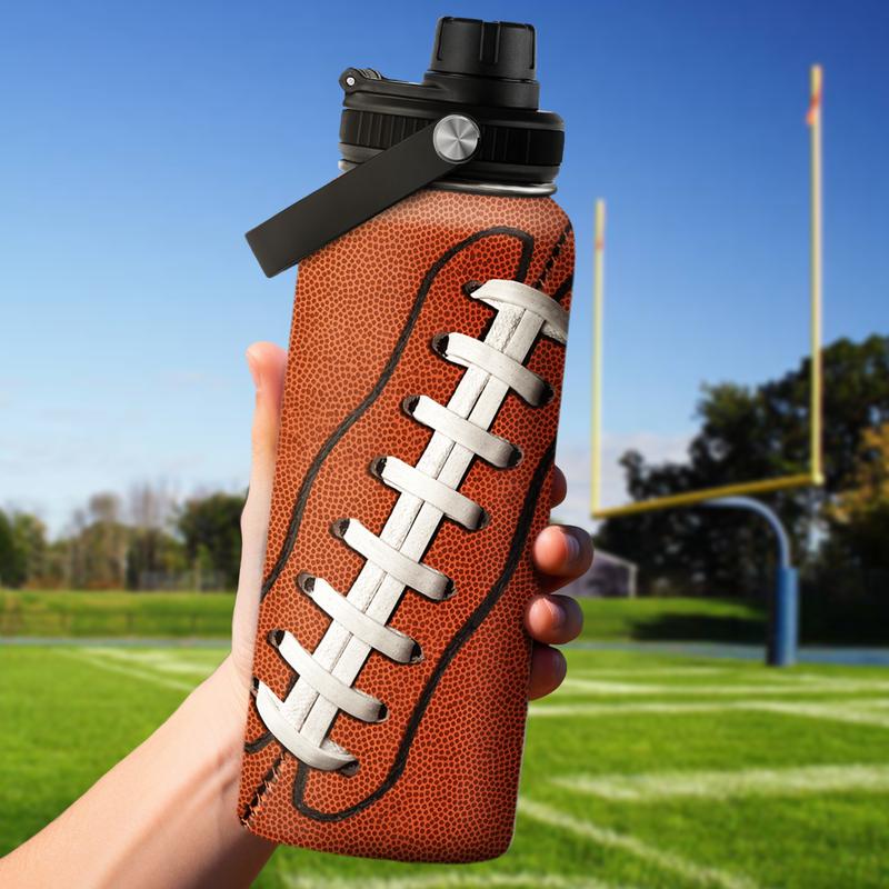 SANDJEST Football Water Bottle - 32oz Insulated Stainless Steel Sports Bottles - Gifts for Men Football Lovers Player Fan