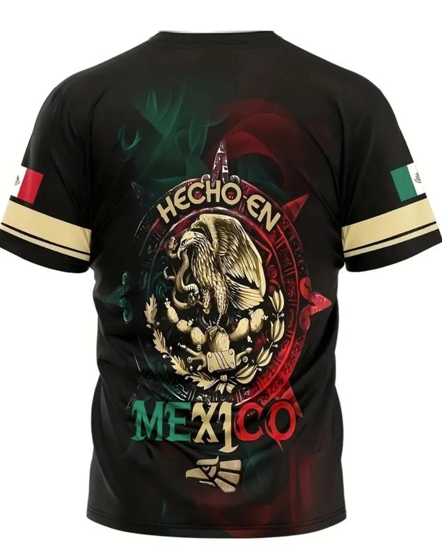 Mexico Symbol Digital Print Men's Novelty T-shirt for Summer Outdoor Sports