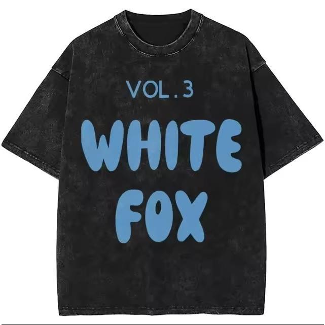 2024 Washing Tops WHITE FOX T-shirt Men's Printed Cotton Sports T-shirt Women's Hip Hop Harajuku Large Size Summer Short Sleeve 27AJS