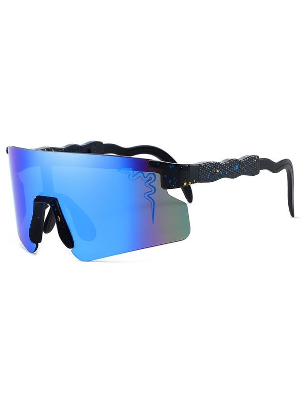 Unisex Sporty Shield Sunglasses, Trendy Casual Colorblock Lightweight Cycling Sunglasses for Men & Women, Outdoor Sports Eyewear for Cycling & Hiking & Running