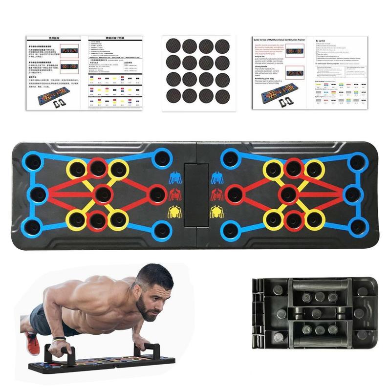 Push Up Board, 1 Set Multifunctional Foldable Fitness Board with Handrails, Home Gym Strength Training Equipment for Men & Women