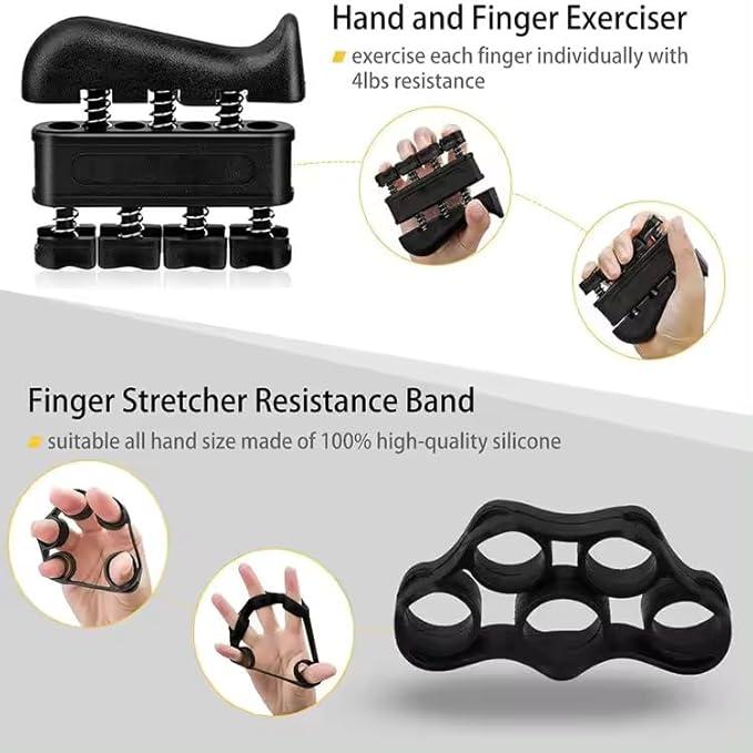 Grip Strength Trainer Kits 5Pack, 1Pack Hand Grip Strengthener, Finger Exerciser, Hand Extension Exerciser, Finger Stretcher, Stress Relief Ball, Forearm Workout Ring for Muscle Building and Injury Recover