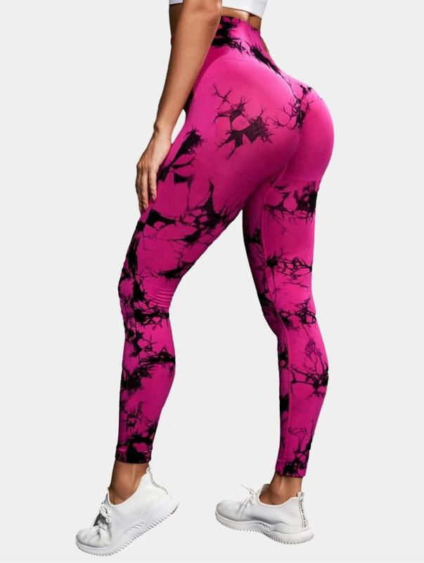 2 Pack Tie Dye High Waisted Comfortable Workout Leggings for Women - Scrunch Rear Lifting Tummy Control Yoga Gym Athletic Pants