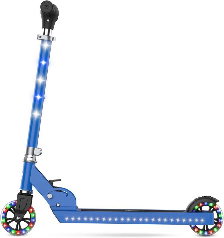 Jetson 2-Wheel Light-Up Kick Scooter, Light Up Deck and Wheels, Height Adjustable Handlebar, Rear Brake, Easy-Folding Mechanism, 4 or 6 inch wheels