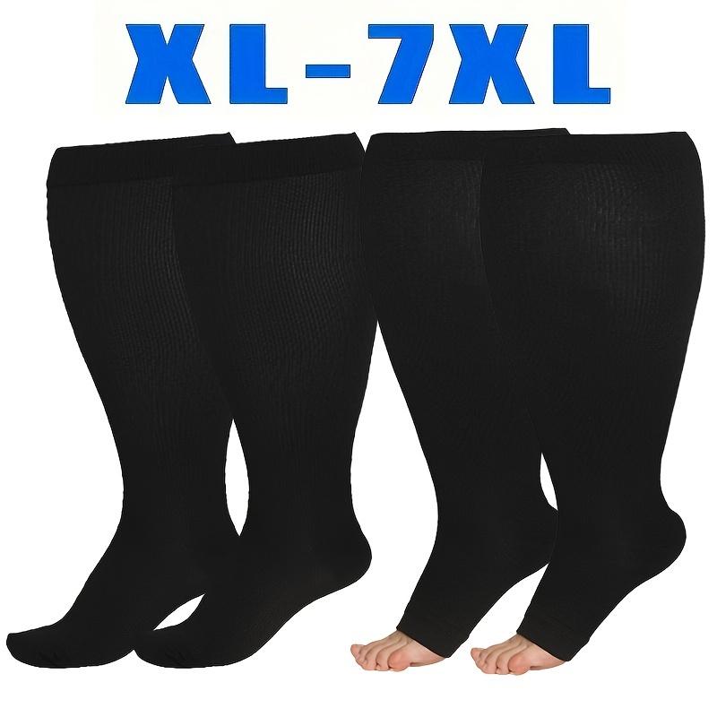 1pair Unisex Plus Size Compression Socks, Knee Length 20-30 Mmhg Breathable Circulation Calf Socks, Women Men's Socks & Hosiery