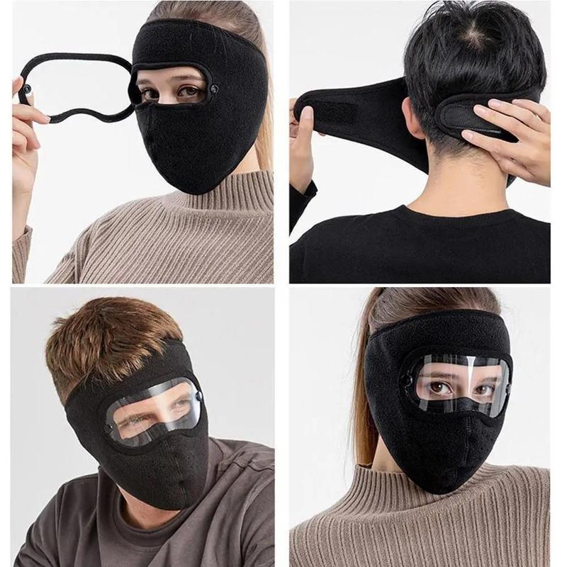 Windproof Face Warm Mask, Winter Breathable Masks, Fleece Face Shield Caps with HD Goggles, Anti-fog Cycling Face Masks, Motorcycle Accessories