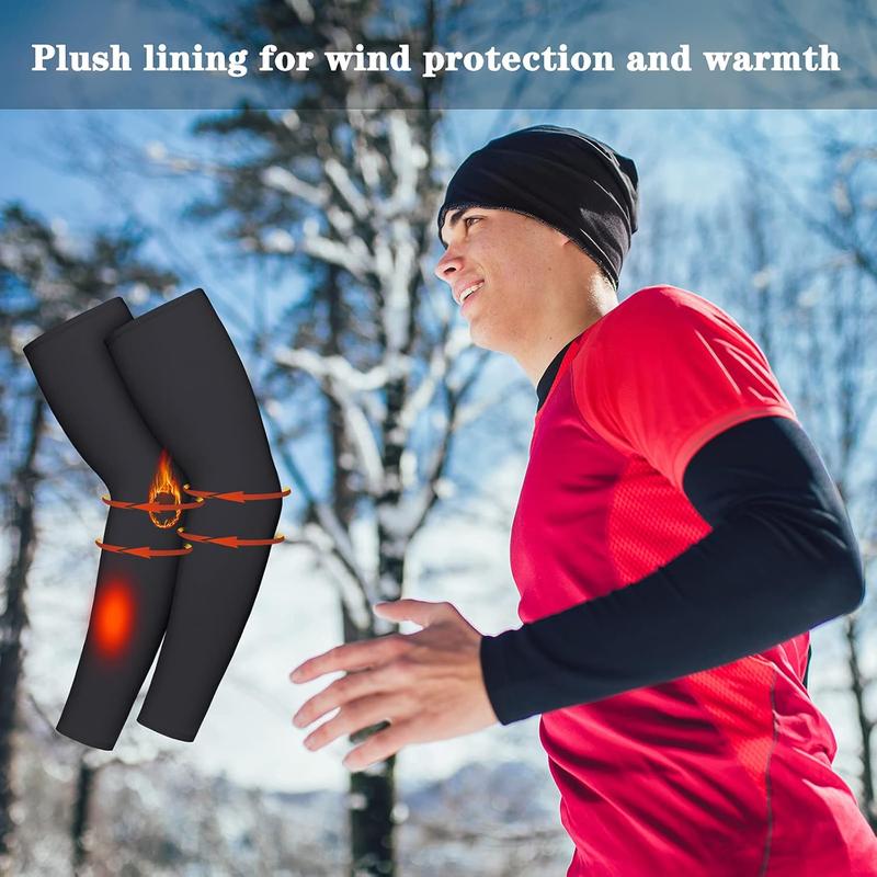 4 Pieces Thermal Arm Warmer Compression Arm Sleeve for Men Women Winter Outdoor Activities Cycling Basketball Running Skylety