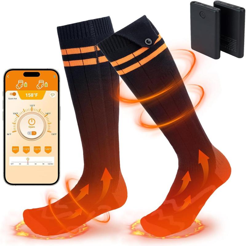 Heated socks for men and women, heated socks 5000mAh battery powered up to 10 hours, electric heated socks with APP control for outdoor work