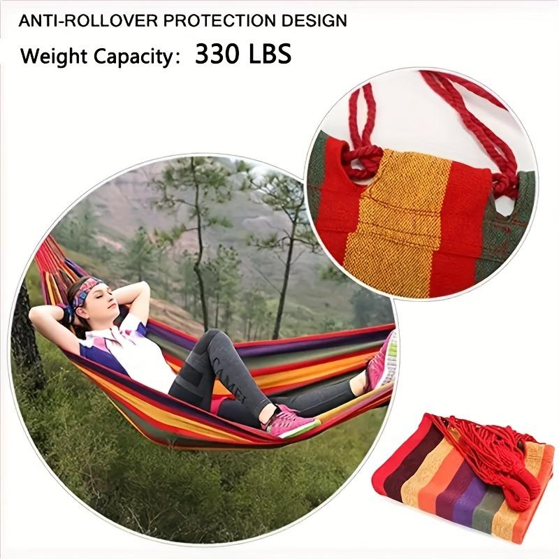 1 Piece Portable Camping Hammock with Carry Bag and Tree Strap-Supports up to 330 Lbs, Anti-Roll Design, Comfortable to Sleep, Perfect for Outdoor Travel, Indoor Patio and Backyard Camping (74.8X31.5 Inches)