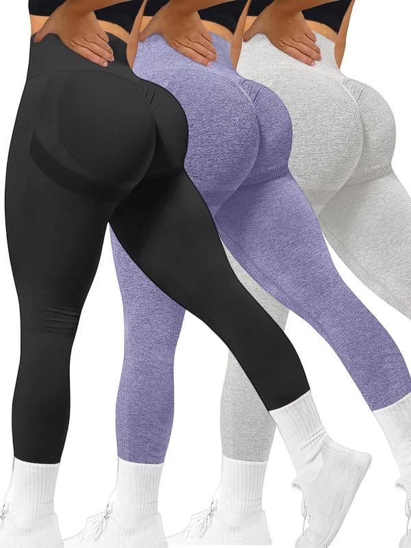 Women's Solid High Waist Sports Leggings, Tummy Control Skinny Pants, Yoga Pants, Ladies' Sportswear Clothing for Indoor Outdoor Wear, Please Purchase A Size Up