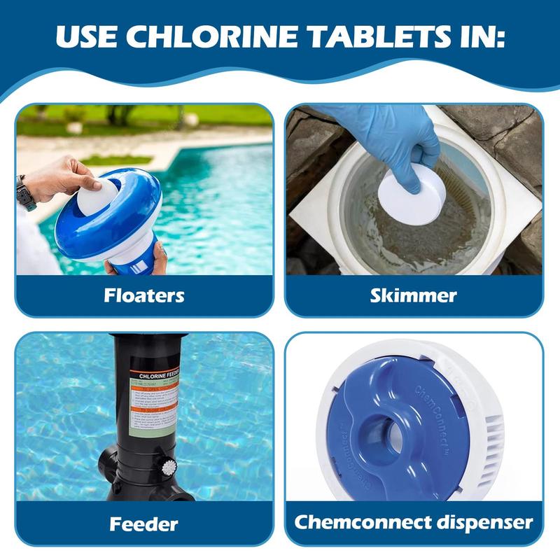 1 Inch Swimming Pool Chlorine Tablets 2 LB ， Slow-Dissolving Long-Lasting Stabilized Chlorine Tabs for Swimming Pool Hot Tub SPA，90% Available Chlorine