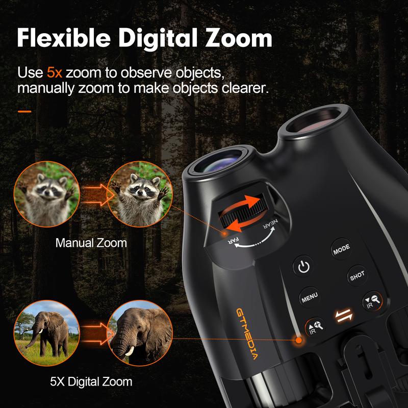 Night Vision Binoculars: See Up to 300m in Total Darkness, 850nm Infrared LED, 7 Brightness Levels, 1080P HD Video Photo Capture, 5x Digital Zoom, Includes 32GB TF Card Perfect for Day & Night Adventures