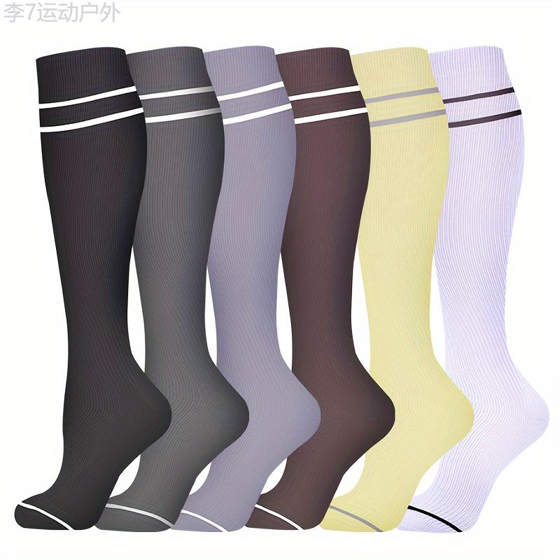 6 Pack Graduated Compression Socks for Best Support - Women's Running, Athletic, Travel