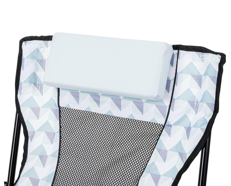 Ozark Trail Lounge Camp Chair,Detached Footrest,Blue and White Design,Padded Headrest,Adult,10.56lbs